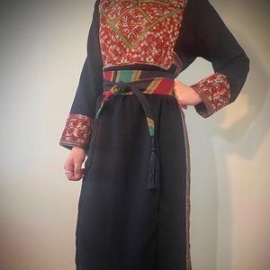 Original brown THOU. Thread patterns originated by Palestinian Artists. SOLD